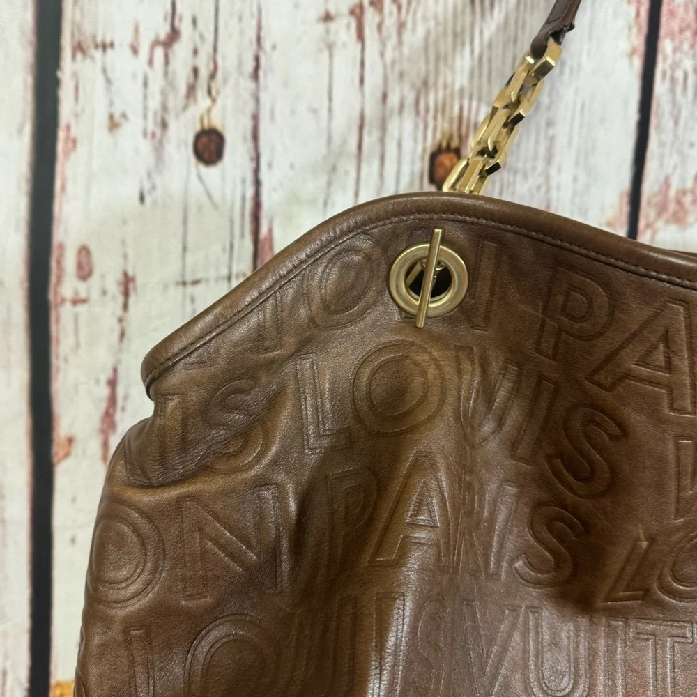 Louis Vuitton Paris Souple Whisper PM Chocolate Embossed leather bag limited